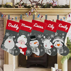 Set of 5, 18" Dia Personalized Gray Christmas Stockings with Embroidery Names, with Holders,Quality Thick Fleece Material Stockings for Family Décor(Set of 5-B) - Image 4