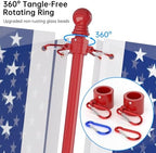 ZMTECH Flag Pole - Upgraded Bracket, 6 FT Stainless Steel Flag Poles for Outside House, Residential or Commerical, Tangle Free Flag Pole Kit for American Flag (Without Flag, Red) - Image 4
