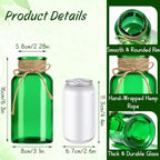 6 Pack Mason Jar Vases for Centerpieces, Green Glass Flower Vase - Image 2