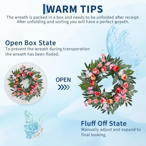 Garvee Spring Wreaths for Front Door, 20 Inch Tulip Wreath - Image 6