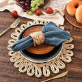 IcosaMro 13 Inch Boho Round Woven Placemats Set of 6 Natural Place Mats by IcosaMro