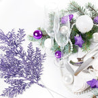 Cindeer 100 Pcs Christmas Tree Picks Sprays Glitter 10.2 in,Purple - Image 3