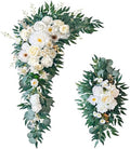 40 inch 2 Pack Faux Wedding Arch Flowers, Ivory White Floral Swag by Unknown