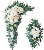 40 inch 2 Pack Faux Wedding Arch Flowers, Ivory White Floral Swag by Unknown