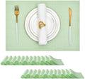 Leetaltree Woven Vinyl Placemats Set of 24, Crisp Green Sequin by Leetaltree-ArtatEveryTable
