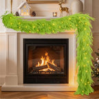 9FT Soft Touch Artificial Norfolk Pine Christmas Garland with Timer Lights by Obralitic