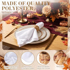 Preboun 24 Pcs White Cloth Napkins 19"x19" with Napkin Rings - Image 3