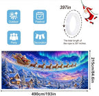 Magical Christmas Garage Door Banner Mural - Santa Sleigh Reindeer Flying Over Winter Snow Village Backdrop Large 7x16ft Holiday Outdoor Wall Decor Durable Weatherproof Fabric Cover for Home Xmas - Image 2