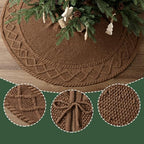 48 inch Christmas Tree Skirt: Diamond Edge Knit Tree Skirt for 7.5ft Tree, Western Brown Tree Skirt, Vintage Tree Skirts, Rustic Farmhouse Christmas Decorations - Image 3