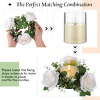 Yunlly 12 Pcs Rose Candle Rings with Candles Sets, White - Image 4