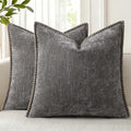 decorUhome Soft Chenille Throw Pillow Covers 26x26 Set of 2 Dark Grey by decorUhome