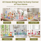 42 Pcs Vases Bulk Colored Glass Bud Vases,Mini Small Colored Vintage Vases - Image 5