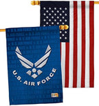 US Air Force House Flag - Pack Armed Forces USAF United State American Military Veteran Retire Official USA Embroidery - Decoration Banner Small Garden Yard Gift Double-Sided Imported 28 X 40 by Breeze+Decor