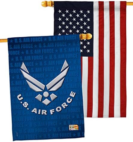 US Air Force House Flag - Pack Armed Forces USAF United State American Military Veteran Retire Official USA Embroidery - Decoration Banner Small Garden Yard Gift Double-Sided Imported 28 X 40 by Breeze+Decor
