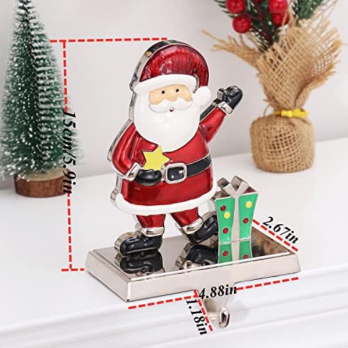 2PCS Christmas Stocking Holders Set Fireplace Mantle Heavy Garland Stocking Hook Merry Christmas Stocking Hangers Holiday Decoration (C-Snowman Santa,2) - Image 5