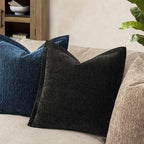 Decorative Chenille Luxury Throw Pillow Covers with Wide Edge, Textured Solid Pillowcases, Soft Velvet Cushion Cover Home Décor for Couch Sofa Chair Bed,20×20 Inch, Set of 2, Lake Blue - Image 4