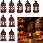 12Pcs Mini Moroccan Lanterns (Brushed Red) with LED Candle - Hanging Vintage Small Lanterns for Ramadan, Wedding, Easter, Christmas, Churches - Table Centerpieces & Medieval/Themed Decor by ReperlaSpecialMiniSmallLanternDecoration