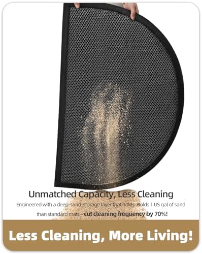 Color&Geometry Outside Front Door Mat, 24"x36" Half Circle Black Grey - Image 4