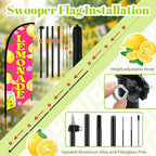 HunnmingRe 2 Set Pink Lemonade Feather Flag Kit, 8ft Advertising Swooper Flag Banner with Pole and Ground Stake for Business Restaurant Advertising Banner for Outside Ground - Image 3