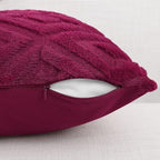 Pallene Fall Burgundy Faux Fur Throw Pillow Covers 24x24 Set of 2 - Image 3