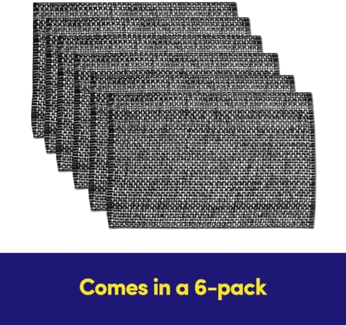 Sweet Home Collection 100% Cotton Placemats for Dining Room Rectangle Two Tone Woven Fabric Soft Durable Table Mat Set, Set of 6, Black, Rectangle 13" x 19" (Pack of 12) - Image 4
