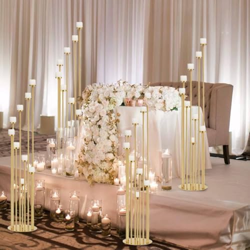4pcs Gold 9-Arm Floor Candelabra, Tall Candle Holder Set - Image 7