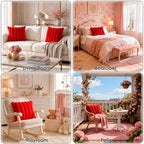 Faux Fur Decorative Throw Pillow Covers 20x20 Set of 2, Red - Image 3