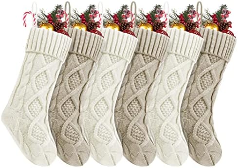 Fesciory Christmas Stockings 6 Pack, 18 Inch Large Cable Knit Xmas Decor by Fesciory