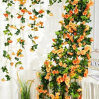 Floweroyal 6 Pack Artificial Flower Garlands 15.8FT Fake Rose Vines Silk Flowers Hanging Rose Ivy for Wedding Arch Party Home Garden Wall Decor (Sunset Orange) - Image 2