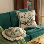 ISAENNE Vintage Linen Throw Pillow Cover,Set of 2,Diameter 16"-Brune C - Image 7