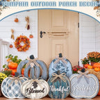 Moucuny Set of 6 Farmhouse Outdoor Fall Decor for Home Porch, Pumpkin Signs - Image 6