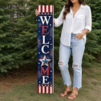 48x8" 4th of July Welcome Porch Sign, Patriotic Porch Decor for Independence Day, Standing Welcome Sign for Front Door, PVC, Design 3 - Image 6