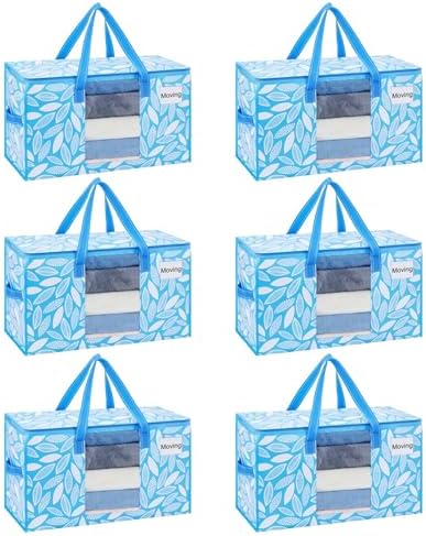 VENO Moving Bags, Wide Open Top, Clear Window, Spring Breeze, 6 Pack by Veno