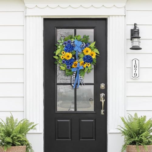 25.5 Inch Summer Wreaths for Front Door Artificial Sunflower Wreath - Image 7
