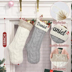Personalized Christmas Stockings,Custom Embroidered Name & Monogram Knit Stockings for Kids,Family,Cream Silver Cable Knit 18" Christmas Stocking for Fireplace Holiday Decor Gifts(10 Pack) - Image 3