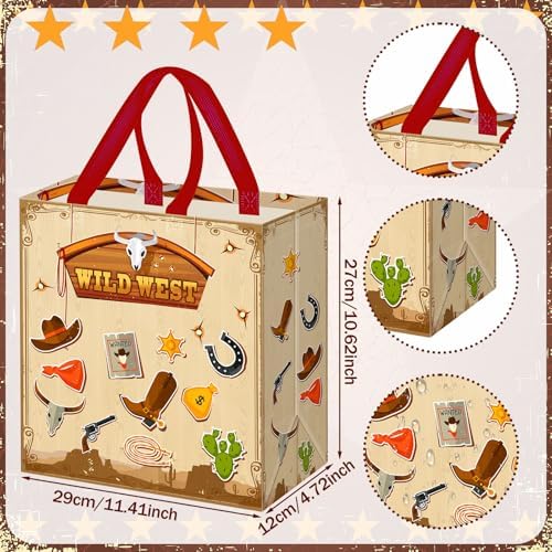 Wesnoy 48 Pcs Western Cowboy Party Gift Bag Bulk with Handle Non Woven Bag - Image 2