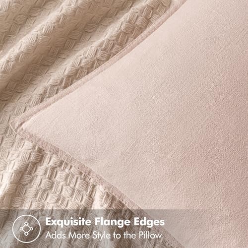 MIULEE Decorative Linen Euro Sham Pillow Covers 26x26 Light Pink - Image 2