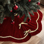 Arrowbash Red 48 Inch Christmas Tree Skirt Velvet Scallop Ddge by Arrowbash
