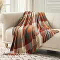 EverGrace Plaid Chenille Fall Throw Blanket, 60"x80", Harvest Orange Plaid by EVERGRACE