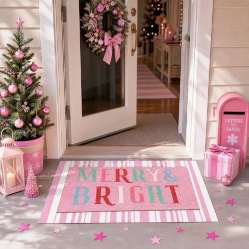Tinideya 2 Pcs Christmas Layered Doormat Set, Merry Bright - Image 6