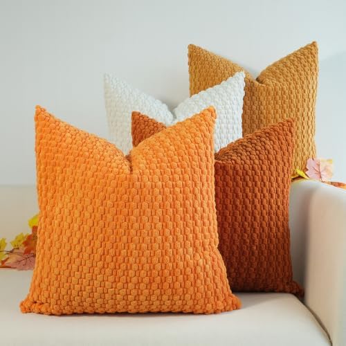 JOJUSIS Pack of 4 Throw Pillow Covers, Orange, 24 x 24 Inch by JOJUSIS