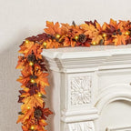 Ghrdopy 6Ft Fall Garland with 30 Lights & Timer Mantle Decor by Ghrdopy
