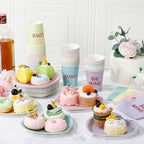 Maxcheck 196 Pcs Conversation Heart Party Supplies Valentine's Day Party Tableware Decorations Heart Disposable Paper Plates Napkins Cups for Valentine Anniversary Birthday Wedding, Serves 48(Pastel) - Image 3