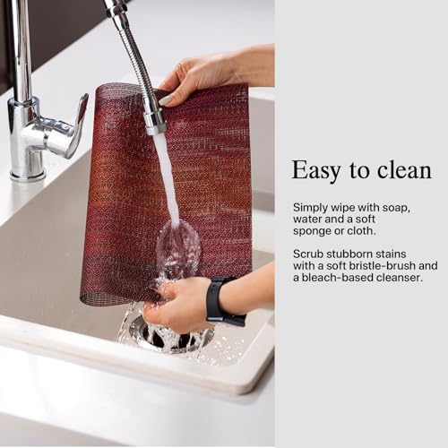 Placemats Set of 12 - Easy Clean Woven Vinyl Placemats for Dining Table, Indoor/Outdoor Place Mats, Washable PVC Table Mats（Pomegranate Parade） - Image 4