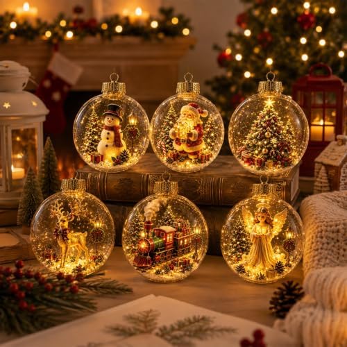 Glowing Christmas Story Ornament Light-up Mini Holiday Scene (6PCS) by Unknown
