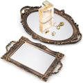 Reallnaive 2 Pcs Vintage Gold Mirror Tray Set, Antique Gold, Gothic by Reallnaive