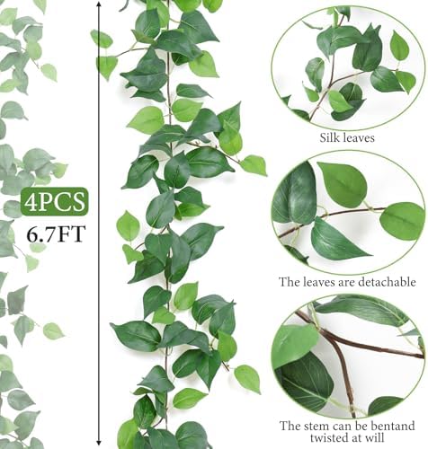 Dremisland 4 Strands Artificial Ivy Vines Fake Scindapsus Vine Garland - Image 3