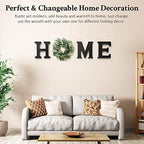 Wooden Home Letters with Wreath Artificial Eucalyptus Modern Decorative Hanging Farmhouse Sign for Living Room & Kitchen - Housewarming & Couple Gifts - Christmas Decoration - Image 2