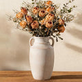 Lvases 10.5in Beige Ceramic Flower Vase, with Handles Farmhouse Table Vases by modernhomedecoration
