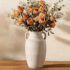 Lvases 10.5in Beige Ceramic Flower Vase, with Handles Farmhouse Table Vases by modernhomedecoration